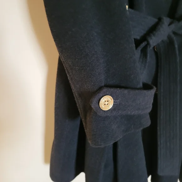 Michael Kors Womens Charcoal Gray Wool Blend Trench Coat Sz 16W - Picture 10 of 13